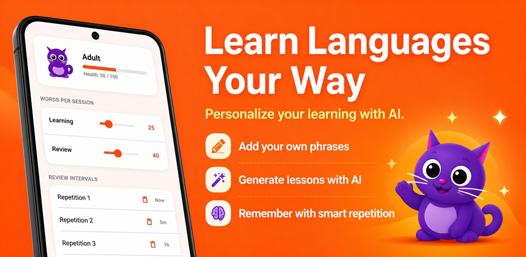 Mjau — Learn Languages Your Way